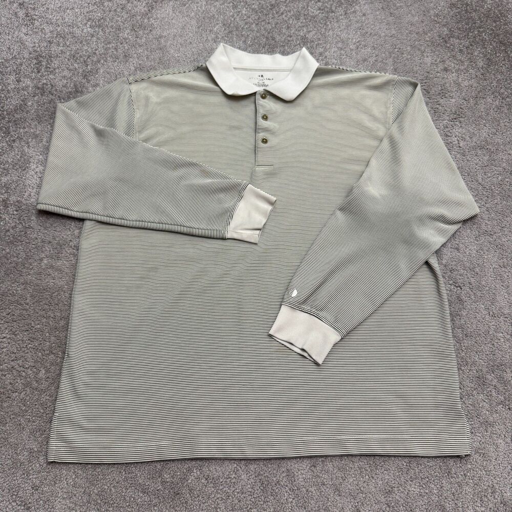 Vintage 90s  American Eagle Golf Striped Long Sleeve Polo Shirt Men XL Grey Logo